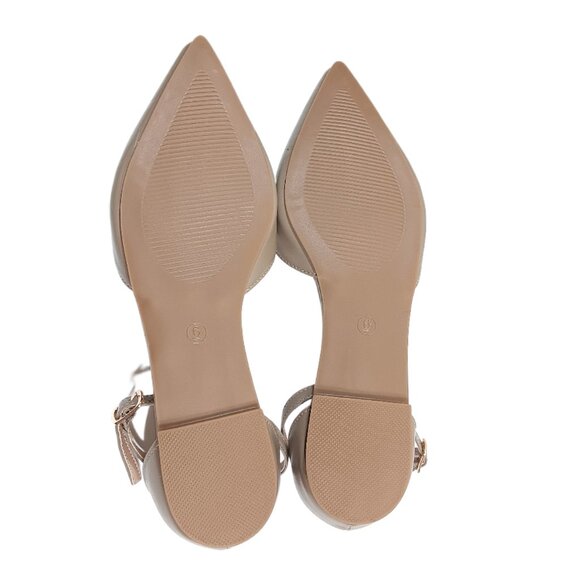 Journee Collection Reba Sandals Womens 6 Taupe Faux Leather Dress Flats New - Picture 4 of 5